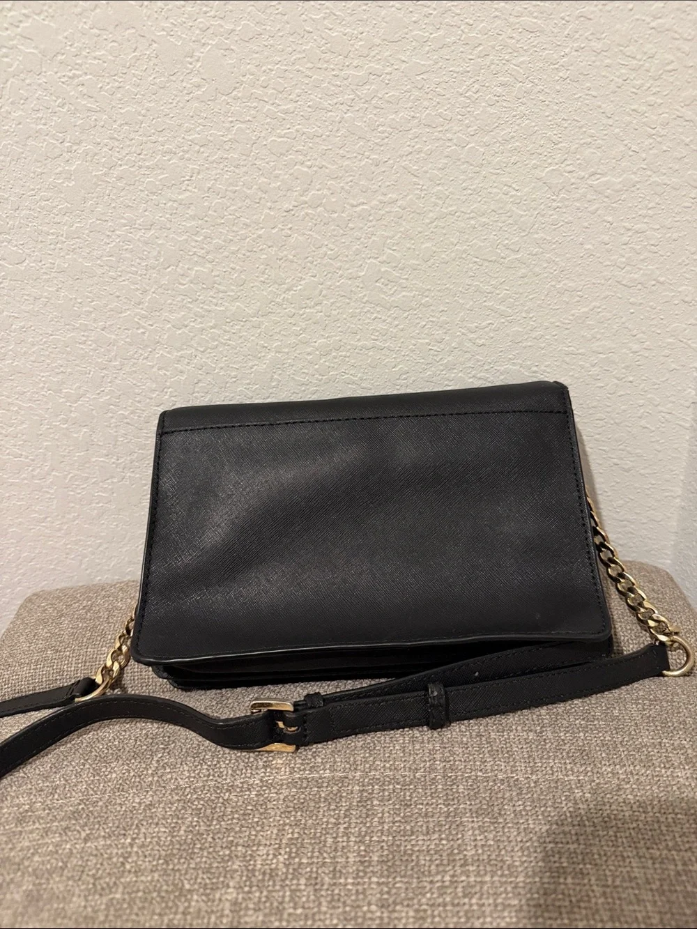 Michael Kors Black Leather Crossbody with Gold Hardware
